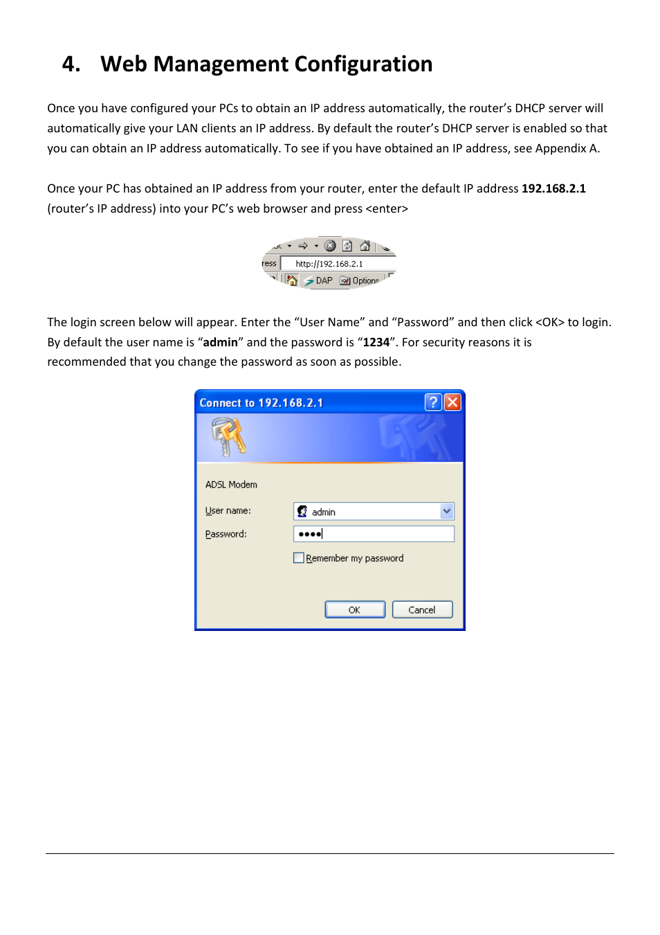 Web management configuration | Edimax Technology AR-7267WnB User Manual | Page 14 / 58