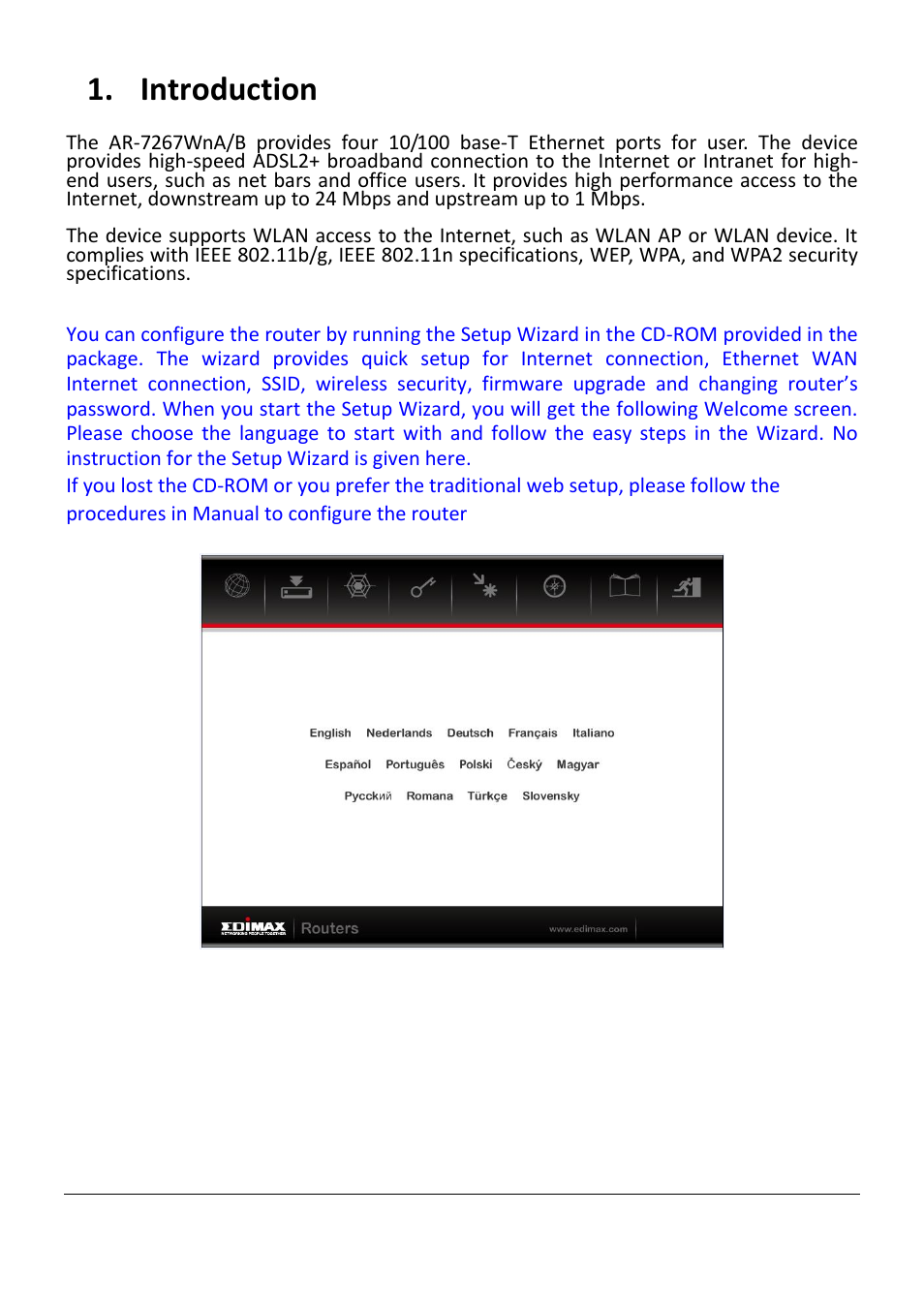 Introduction | Edimax Technology AR-7267WnB User Manual | Page 5 / 58