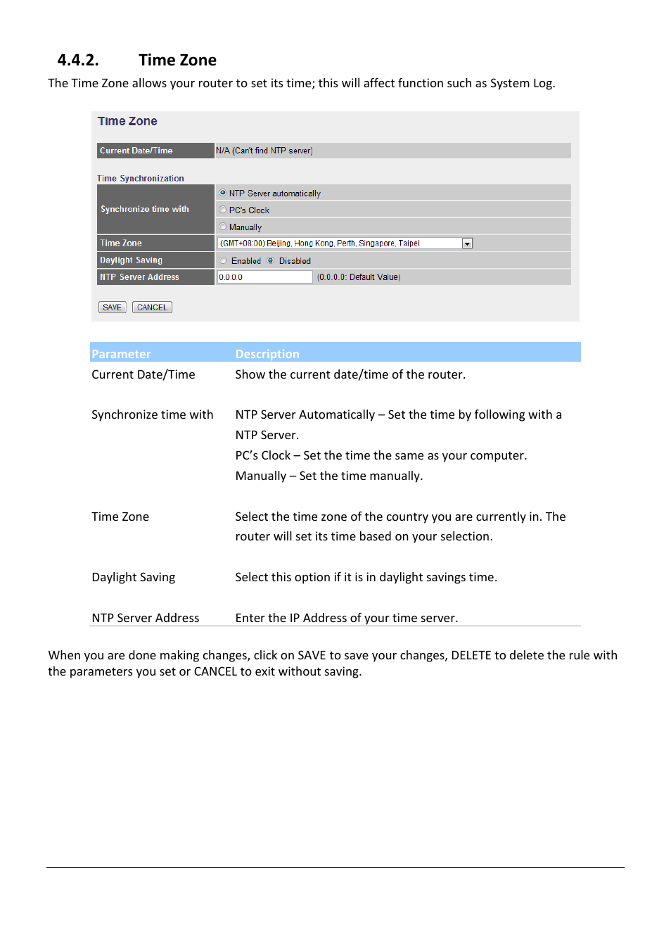 Time zone | Edimax Technology AR-7267WnB User Manual | Page 54 / 58