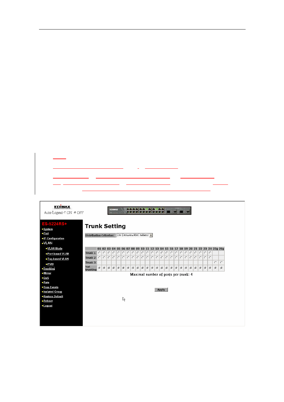 Runking, User manual, 6. trunking | Edimax Technology ES-5224RS+ User Manual | Page 54 / 73