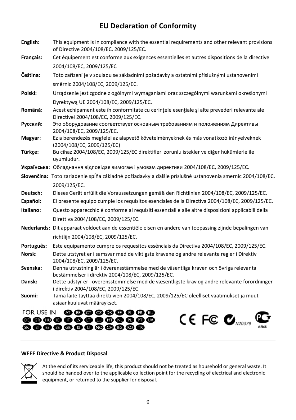 Eu declaration of conformity | Edimax Technology HP-5102K User Manual | Page 10 / 12