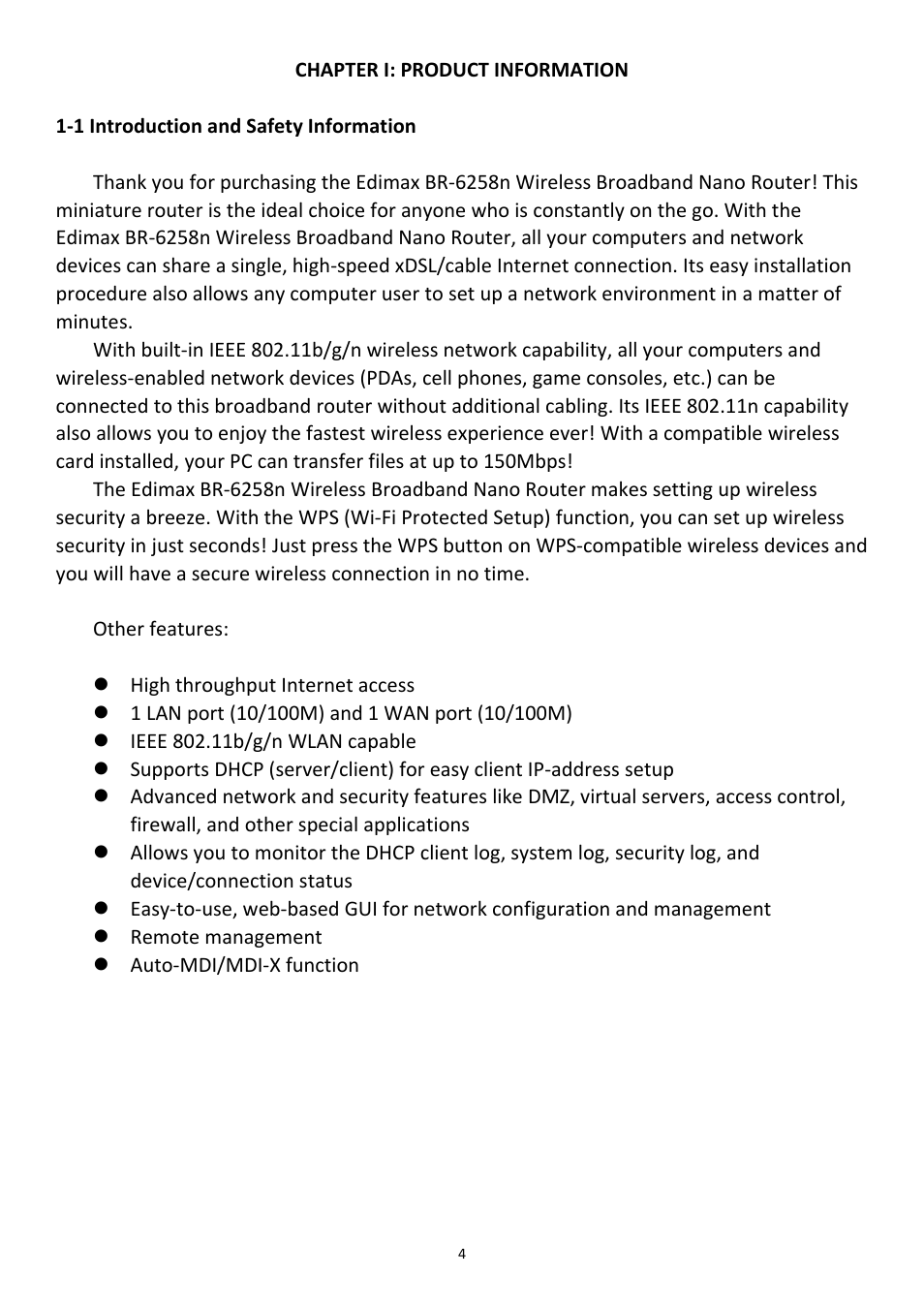 Edimax Technology BR-6258n User Manual | Page 5 / 138