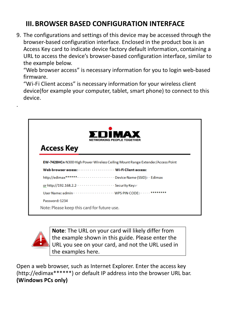 Iii. browser based configuration interface | Edimax Technology EW-7428HCn User Manual | Page 21 / 92