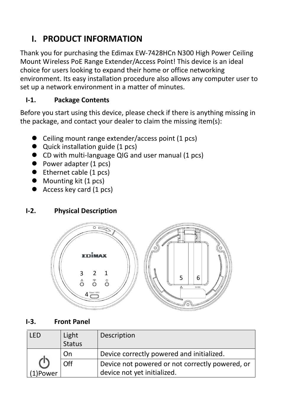 I. product information | Edimax Technology EW-7428HCn User Manual | Page 5 / 92