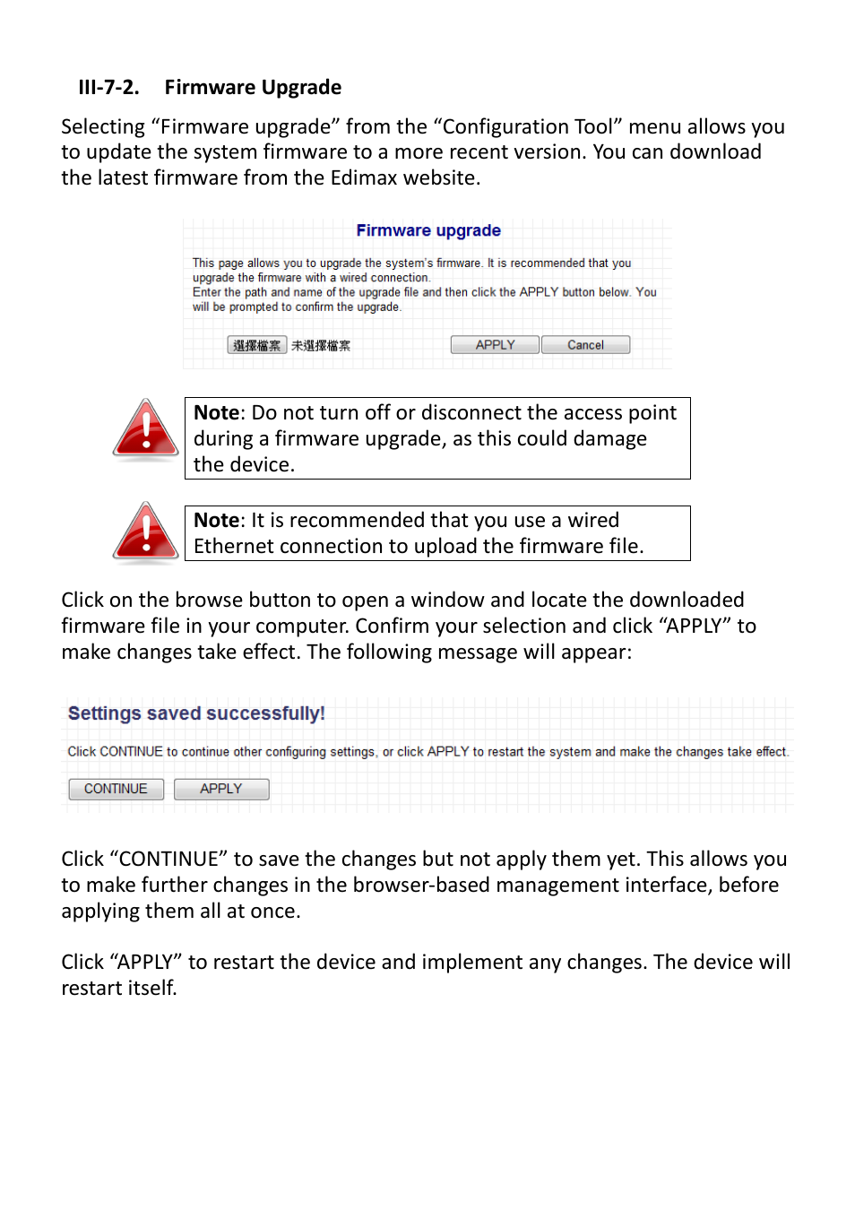 Iii-7-2. firmware upgrade | Edimax Technology EW-7428HCn User Manual | Page 73 / 92