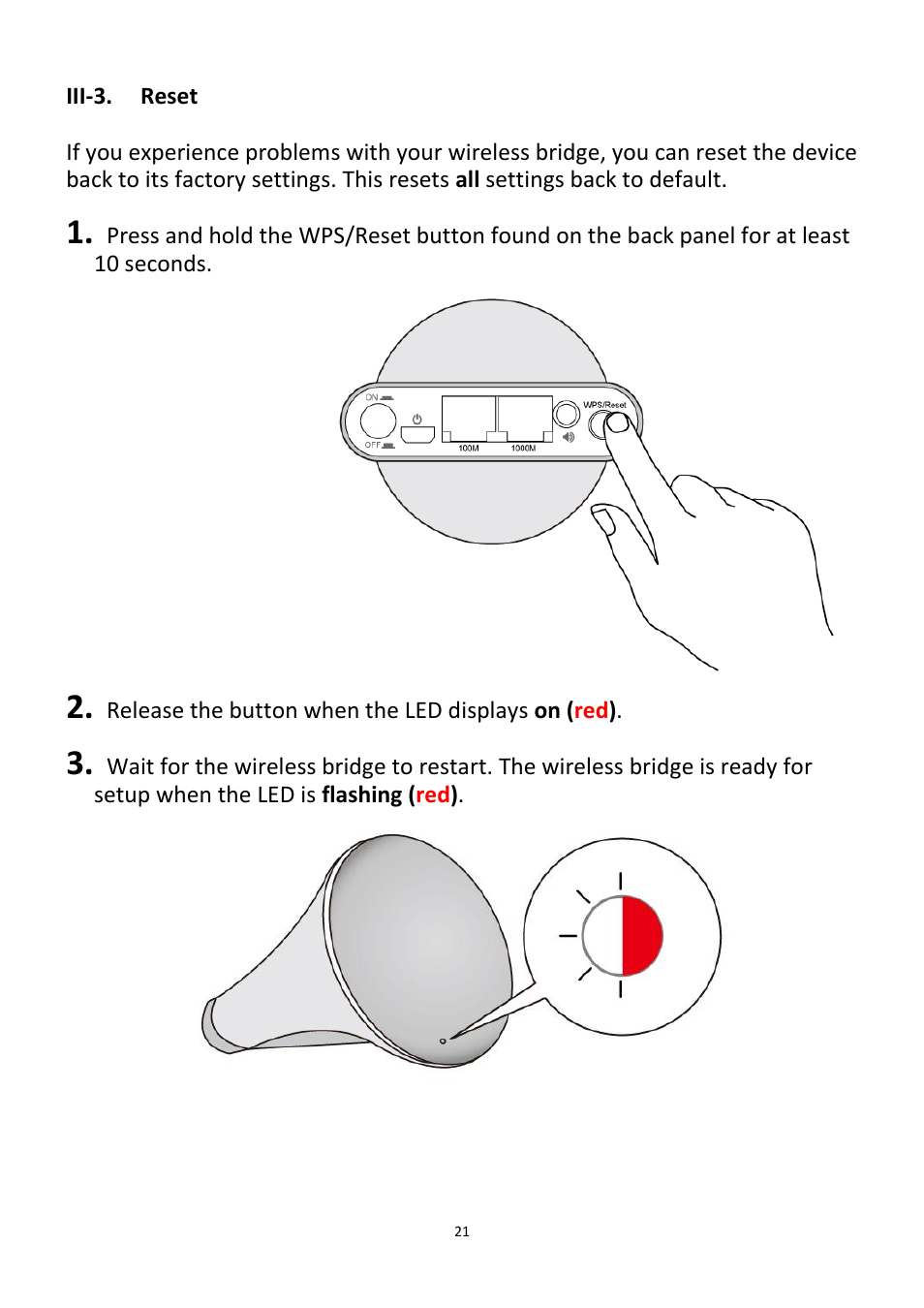 Iii-3, Reset | Edimax Technology CV-7438nDM User Manual | Page 21 / 89