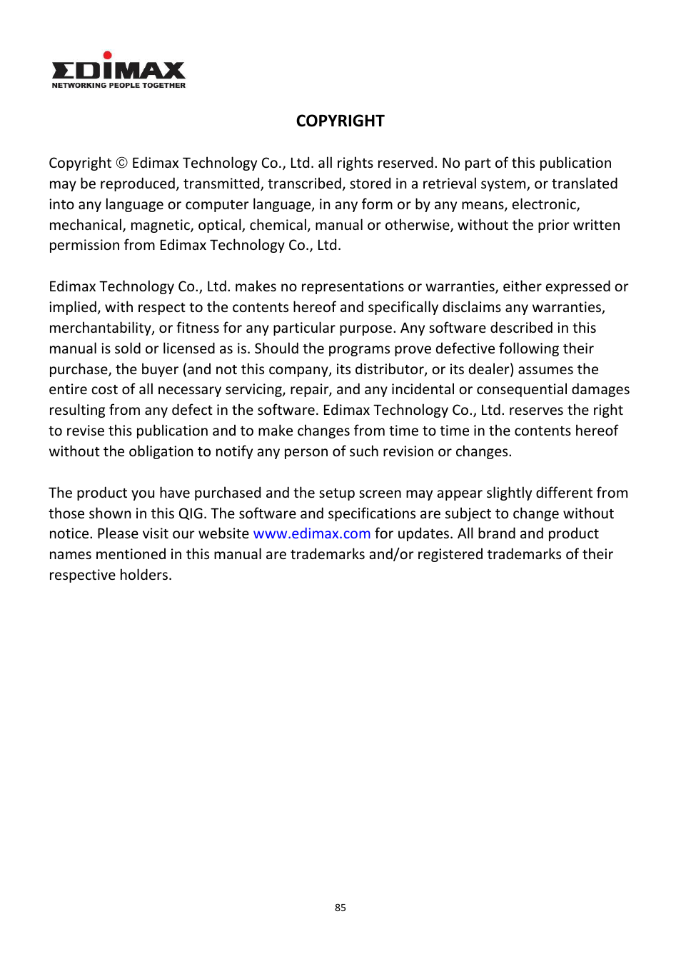 Edimax Technology CV-7438nDM User Manual | Page 85 / 89