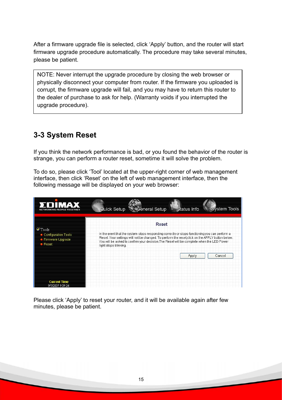 3 system reset | Edimax Technology BR-6214K User Manual | Page 19 / 26