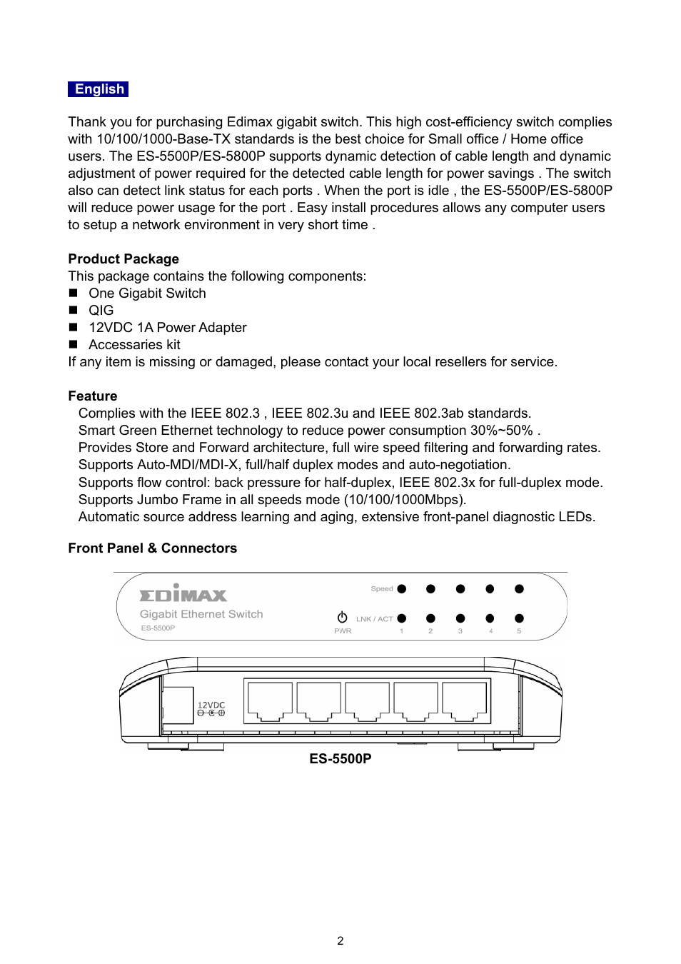 Edimax Technology ES-5500P User Manual | Page 3 / 44