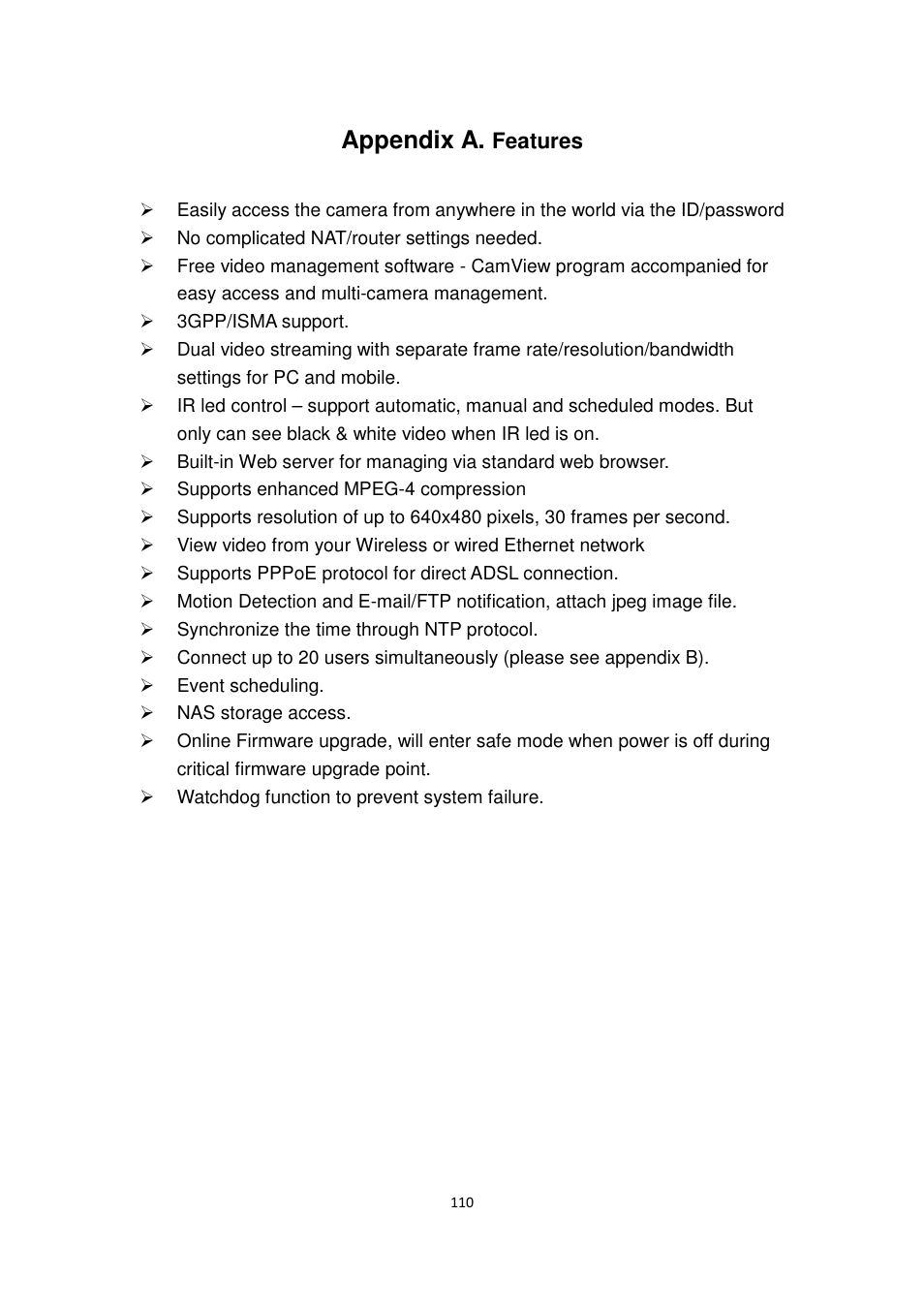 Appendix a | Edimax Technology IC-9000 User Manual | Page 110 / 118