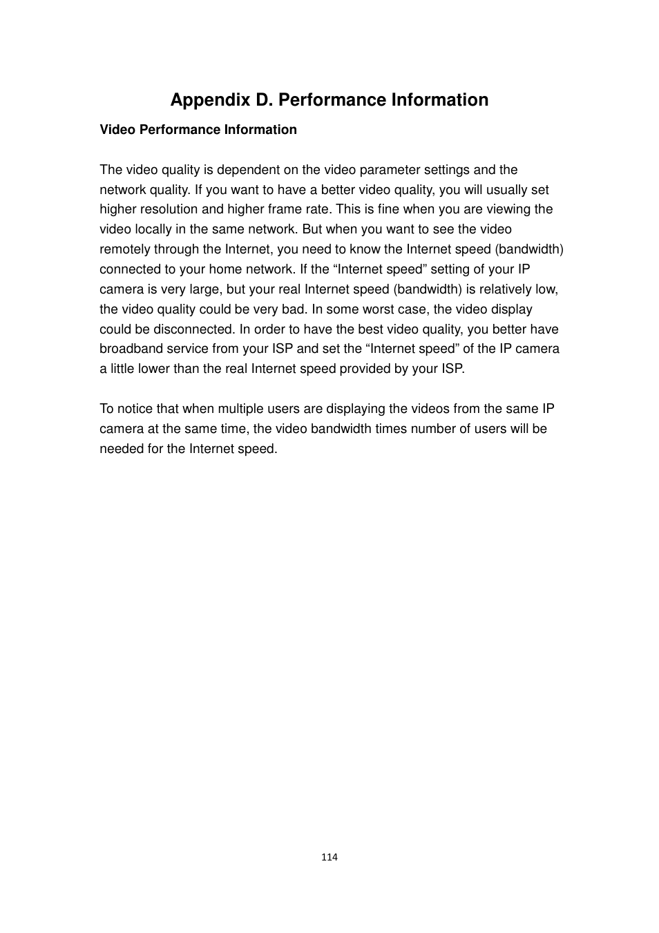 Appendix d. performance information | Edimax Technology IC-9000 User Manual | Page 114 / 118