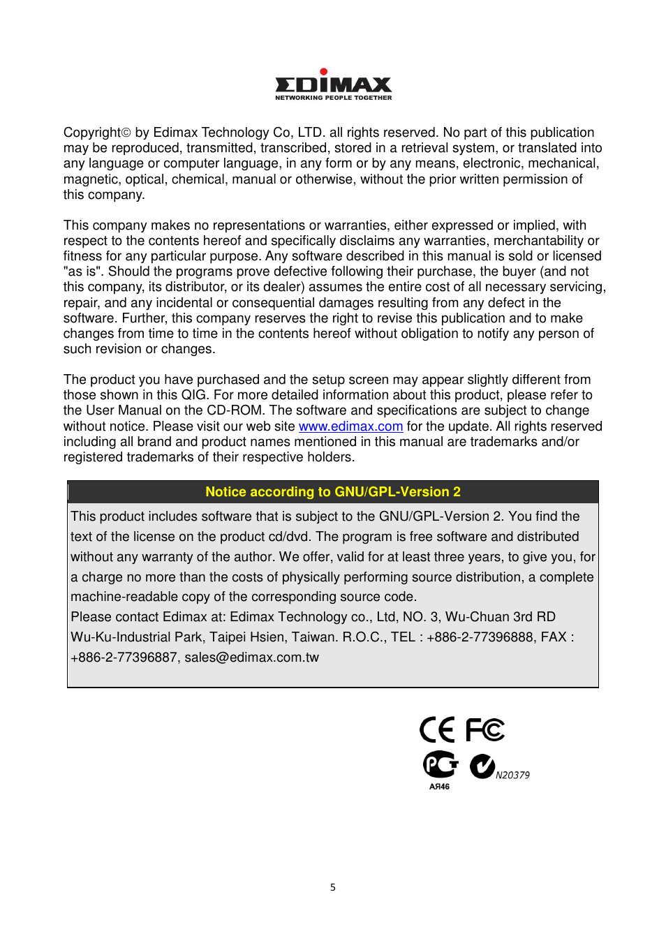 Edimax Technology IC-9000 User Manual | Page 5 / 118