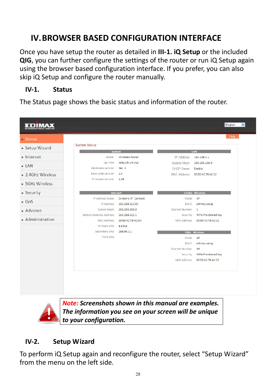 Iv. browser based configuration interface | Edimax Technology BR-6478AC User Manual | Page 28 / 74