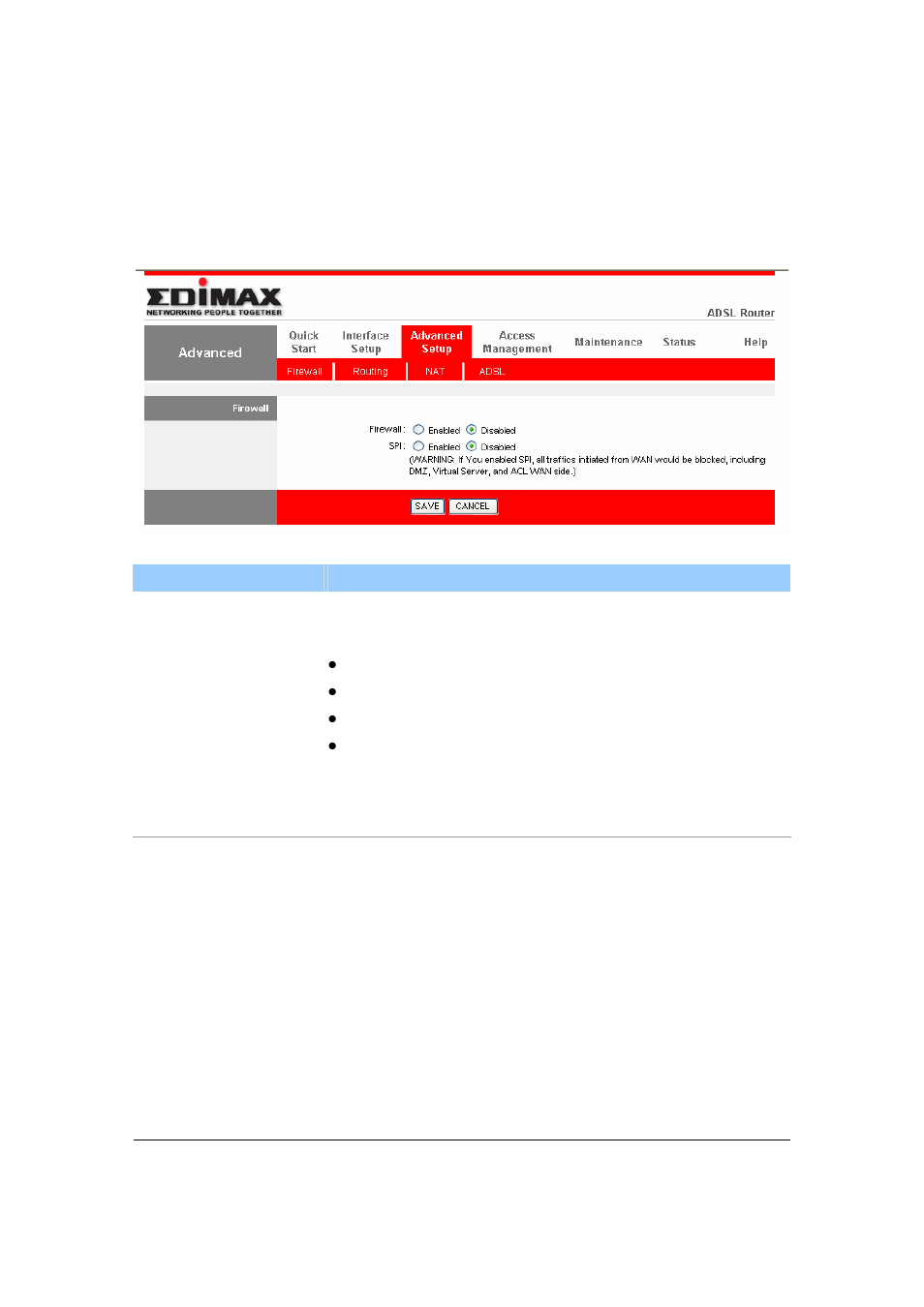 Advanced setup, Firewall | Edimax Technology AR-7265WnB User Manual | Page 46 / 80