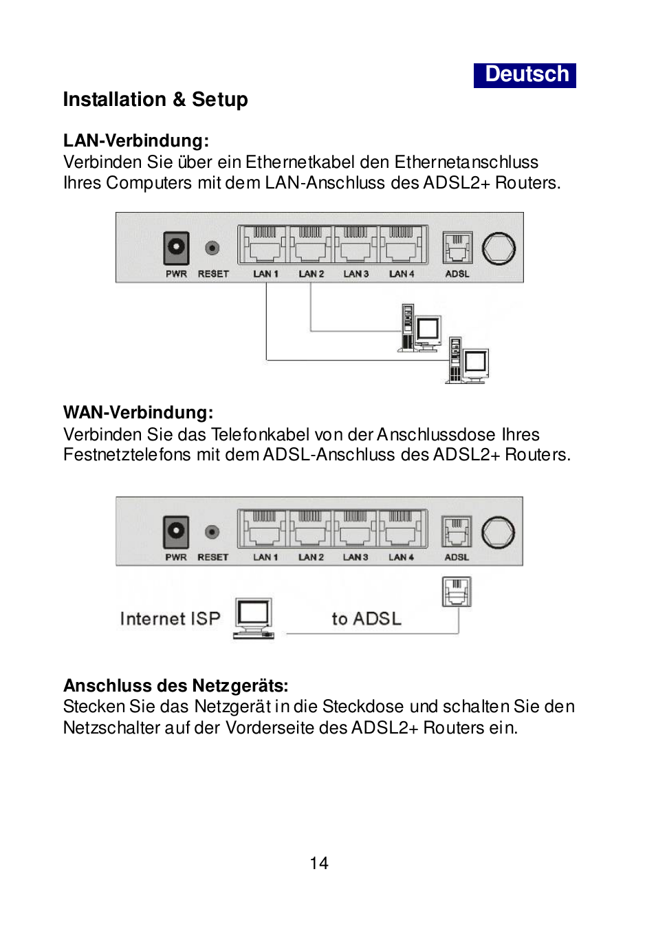 Deutsch | Edimax Technology AR-7064+ User Manual | Page 15 / 77