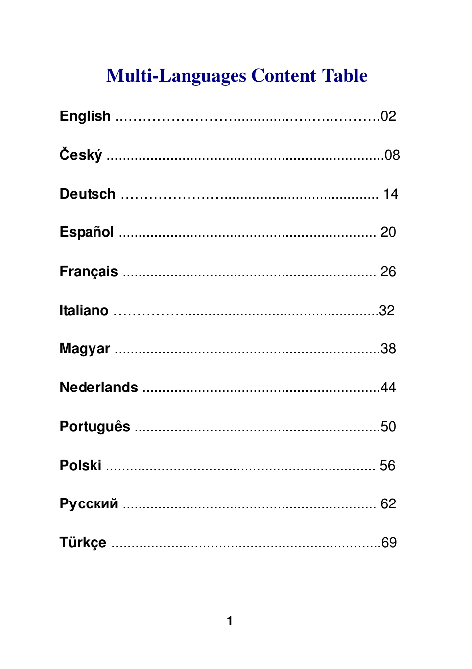 Multi-languages content table | Edimax Technology AR-7064+ User Manual | Page 2 / 77