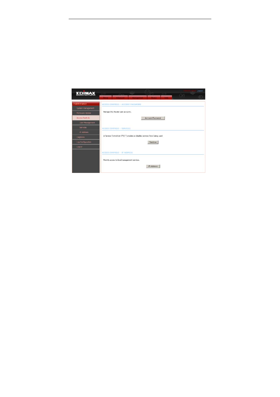 Access controls | Edimax Technology AR-7284WnB User Manual | Page 84 / 97