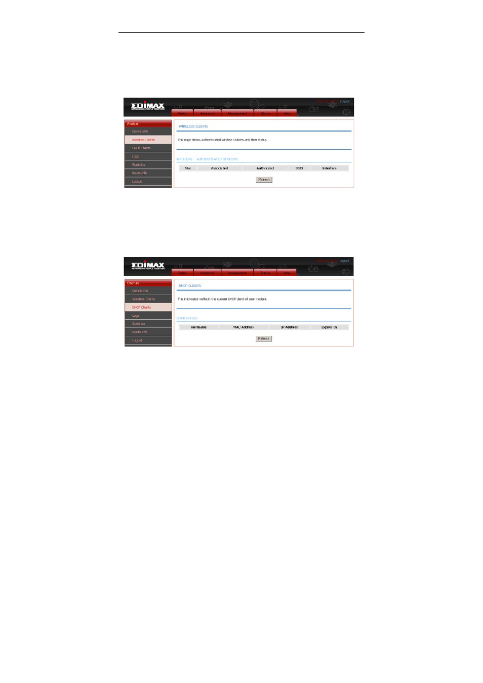 Wireless clients, Dhcp clients | Edimax Technology AR-7284WnB User Manual | Page 91 / 97