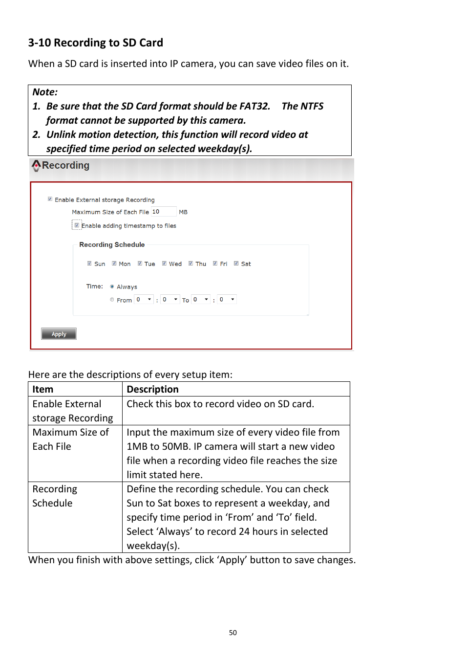 10 recording to sd card | Edimax Technology PT-31W User Manual | Page 51 / 112