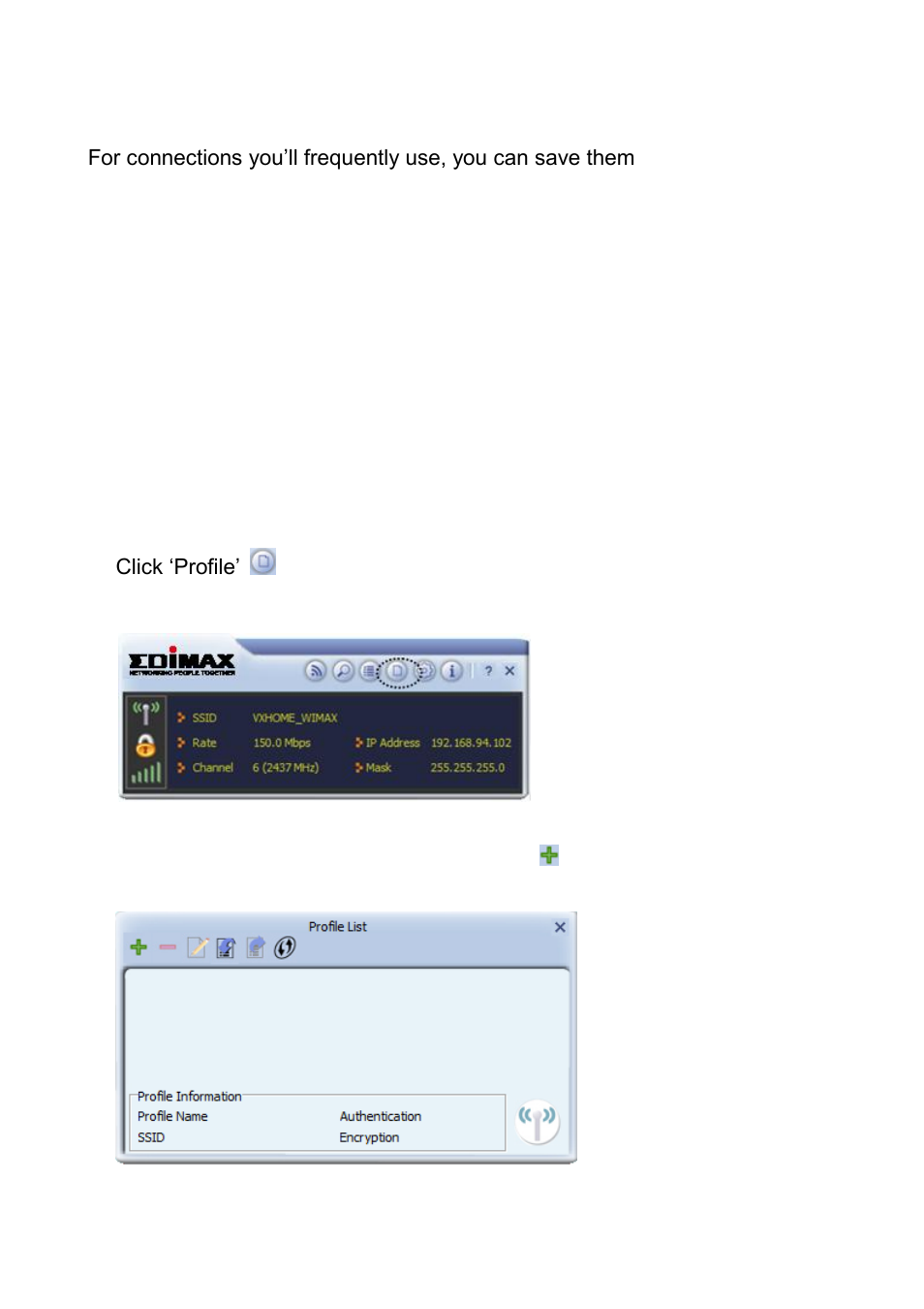 3 connection profile management, 3-1 add a new entry | Edimax Technology EW-7733UnD User Manual | Page 21 / 56