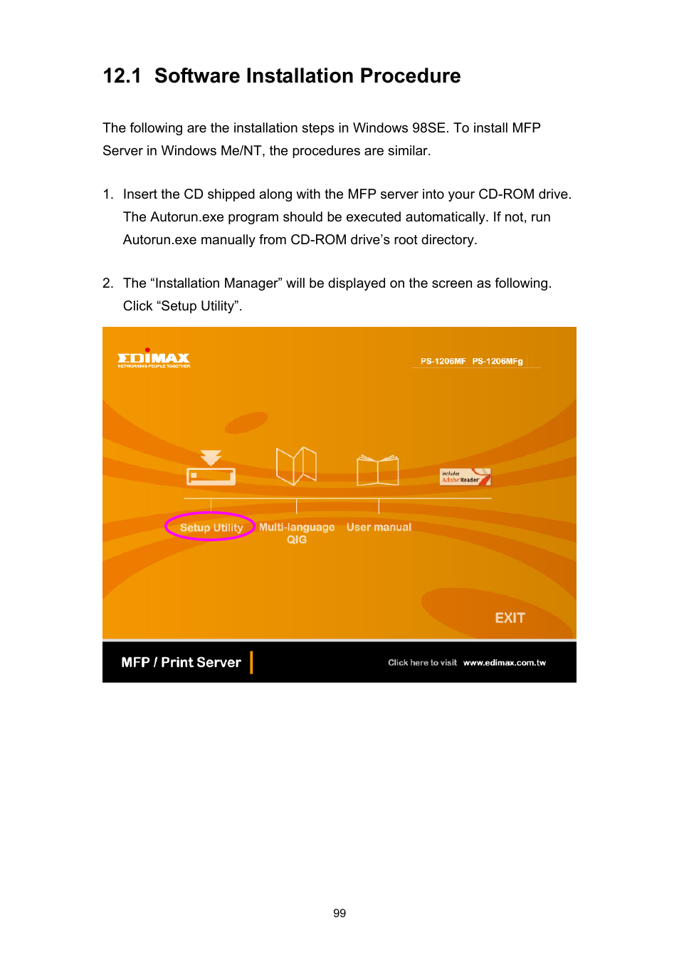 1 software installation procedure | Edimax Technology PS-1206MFG User Manual | Page 107 / 142
