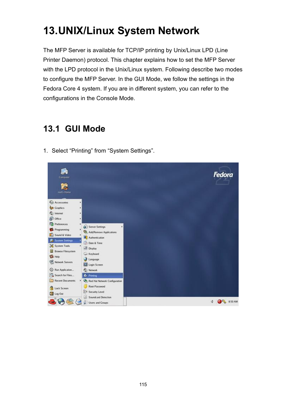 Unix/linux system network, 1 gui mode | Edimax Technology PS-1206MFG User Manual | Page 123 / 142