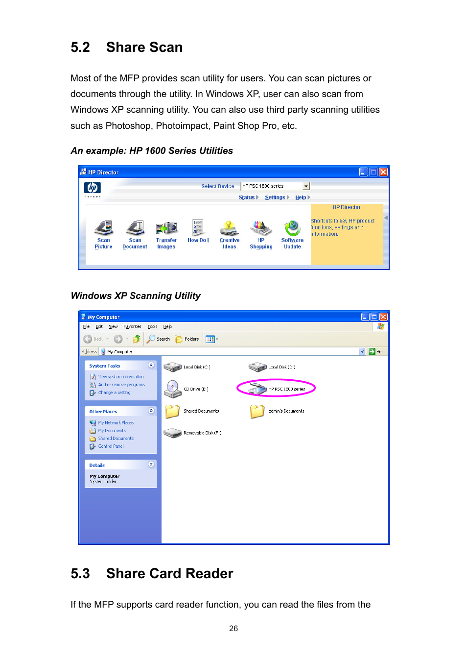 2 share scan, 3 share card reader | Edimax Technology PS-1206MFG User Manual | Page 34 / 142