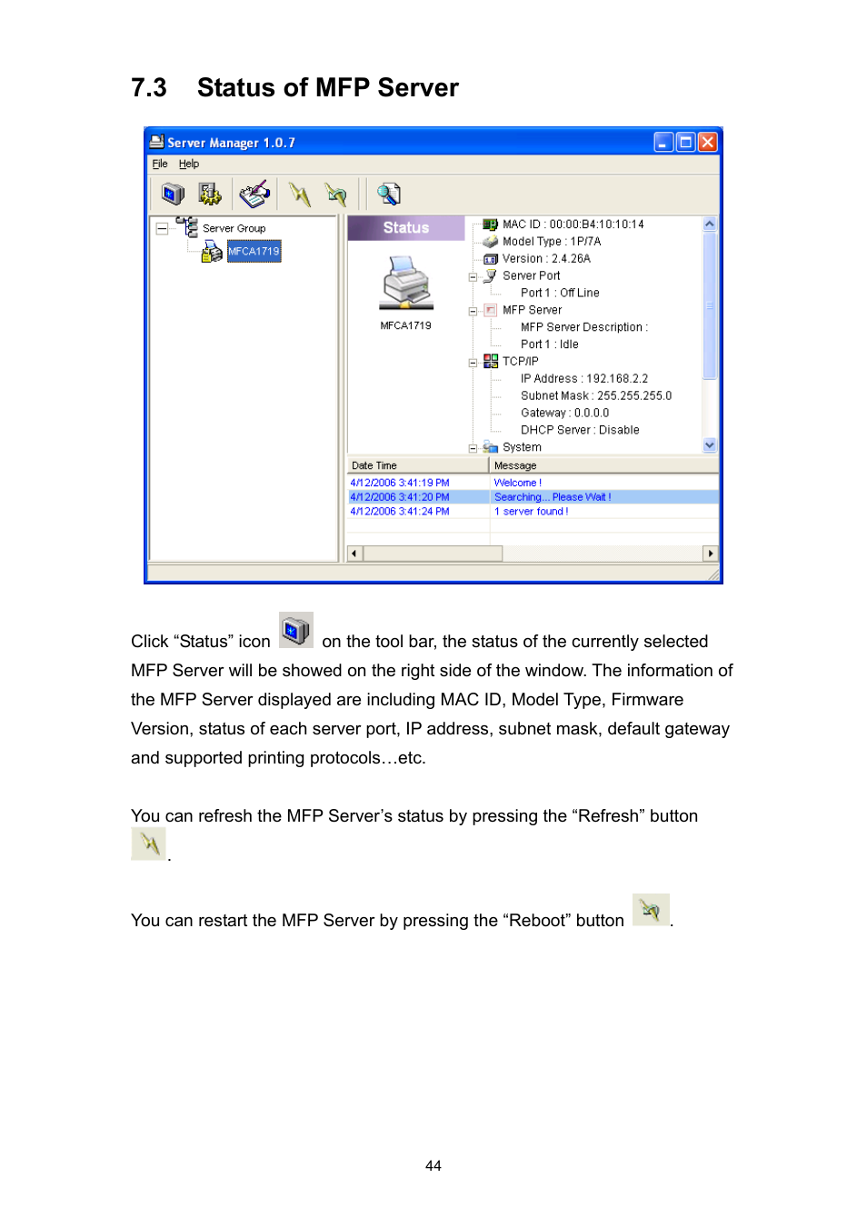 3 status of mfp server | Edimax Technology PS-1206MFG User Manual | Page 52 / 142