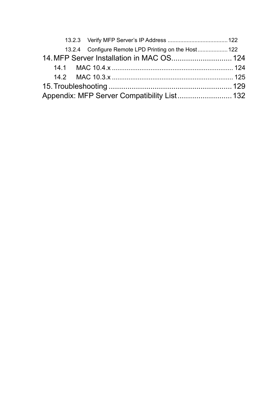 Mfp server installation in mac os, Troubleshooting, Appendix: mfp server compatibility list | Edimax Technology PS-1206MFG User Manual | Page 8 / 142