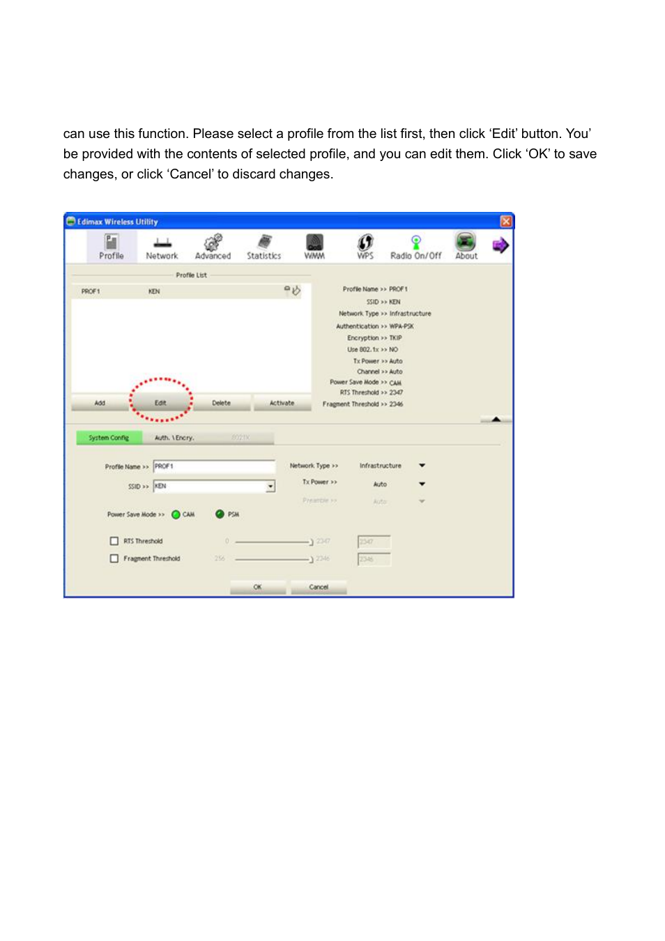 3-2 edit an existing profile | Edimax Technology EW-7722UnD User Manual | Page 38 / 80