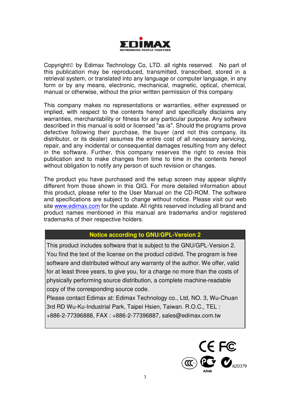 Edimax Technology MA-2000 User Manual | Page 3 / 48