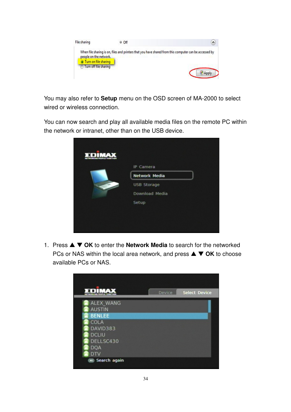 Edimax Technology MA-2000 User Manual | Page 34 / 48