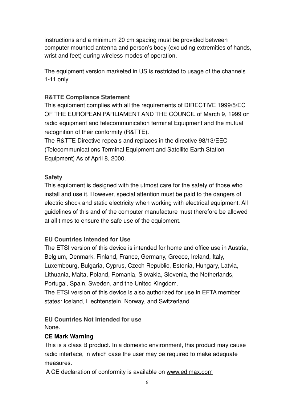 Edimax Technology MA-2000 User Manual | Page 6 / 48