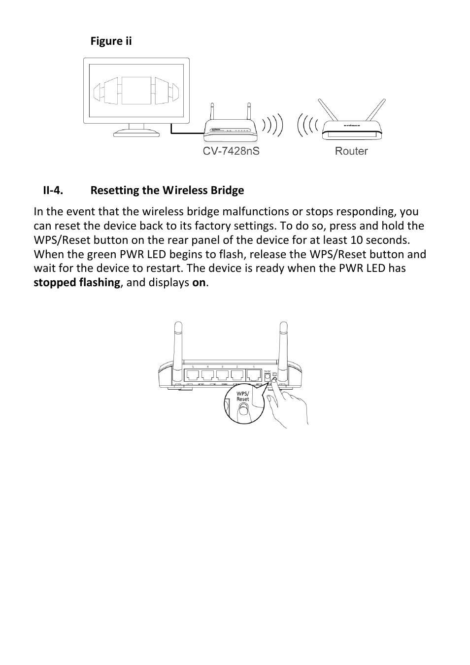 Ii-4, Resetting the wireless bridge | Edimax Technology CV-7428nS User Manual | Page 15 / 67
