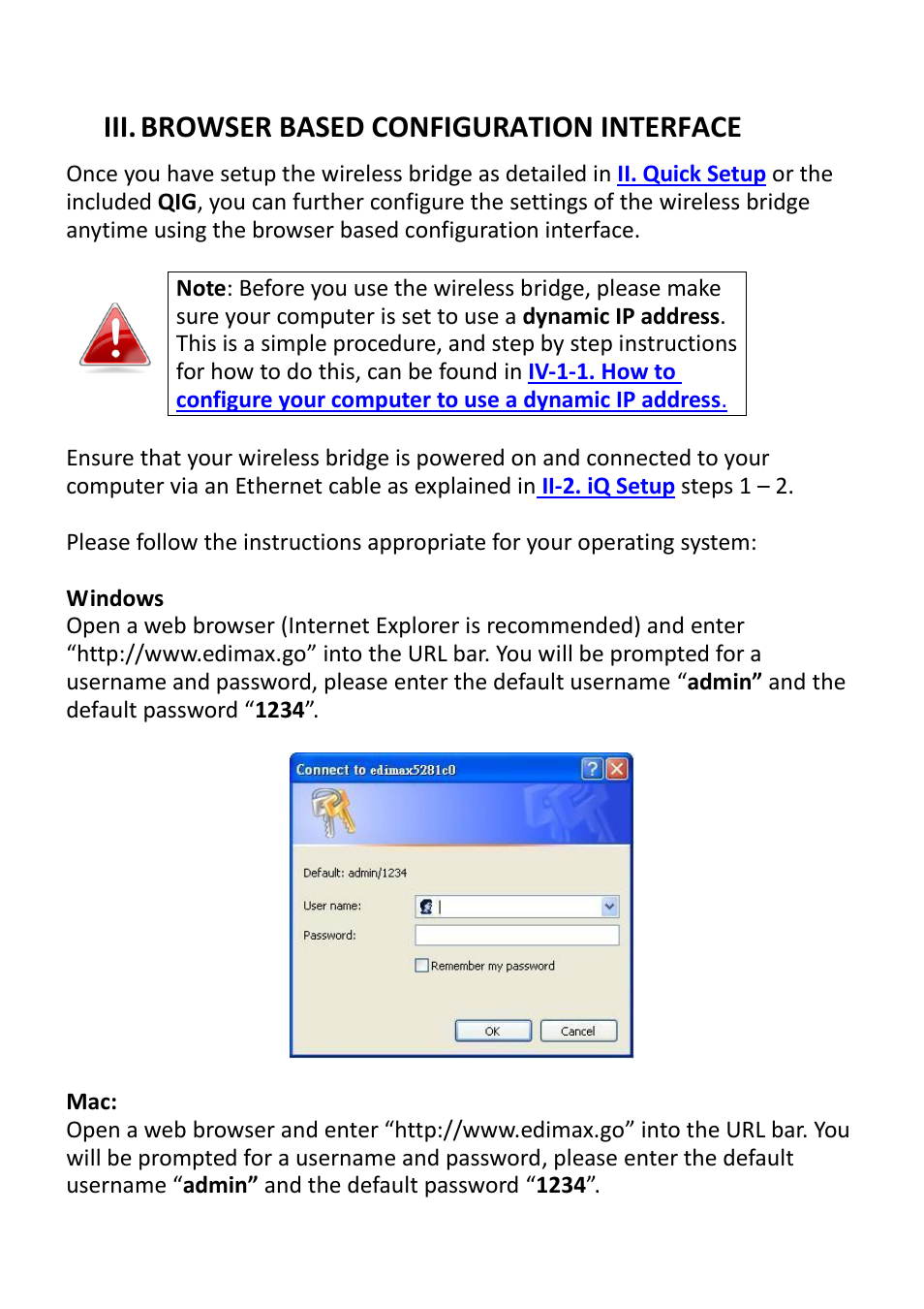 Iii. browser based configuration interface | Edimax Technology CV-7428nS User Manual | Page 16 / 67