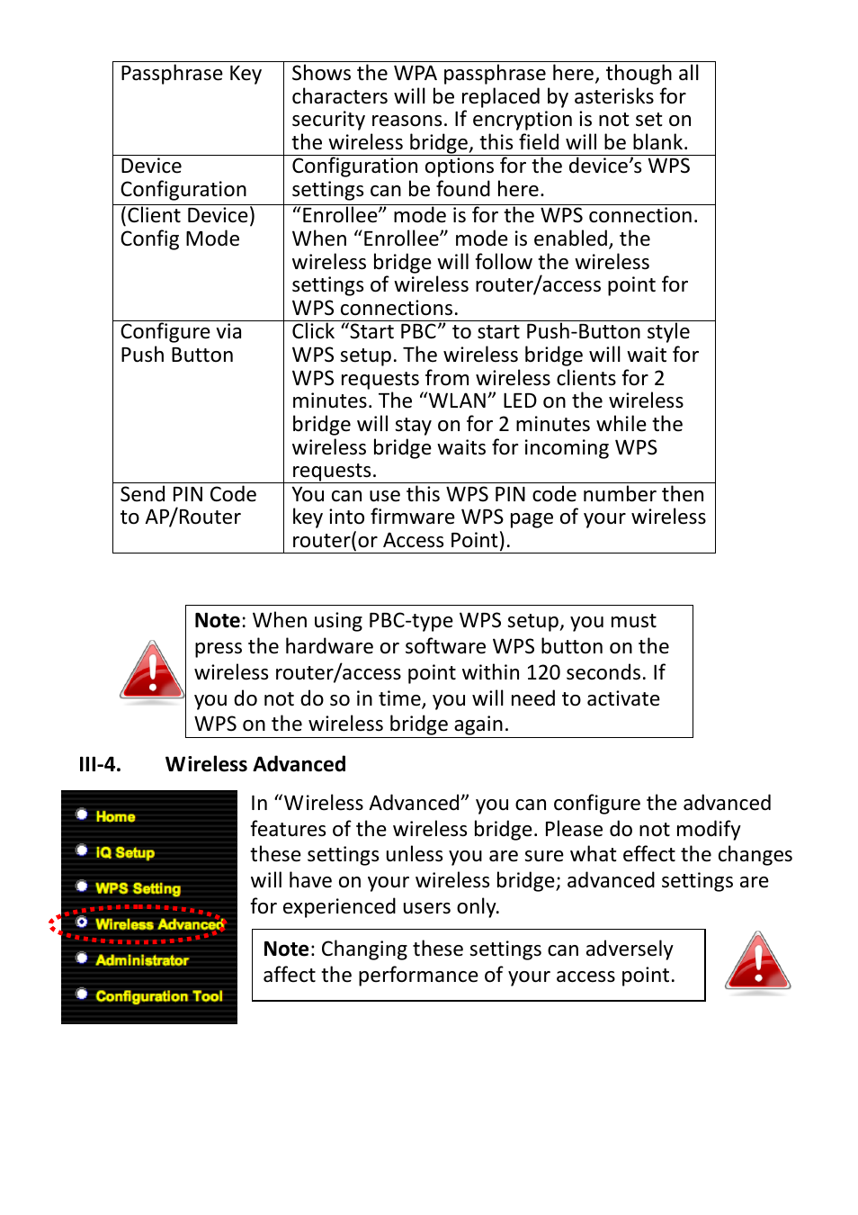 Iii-4, Wireless advanced, Iii-4. wireless advanced | Edimax Technology CV-7428nS User Manual | Page 23 / 67