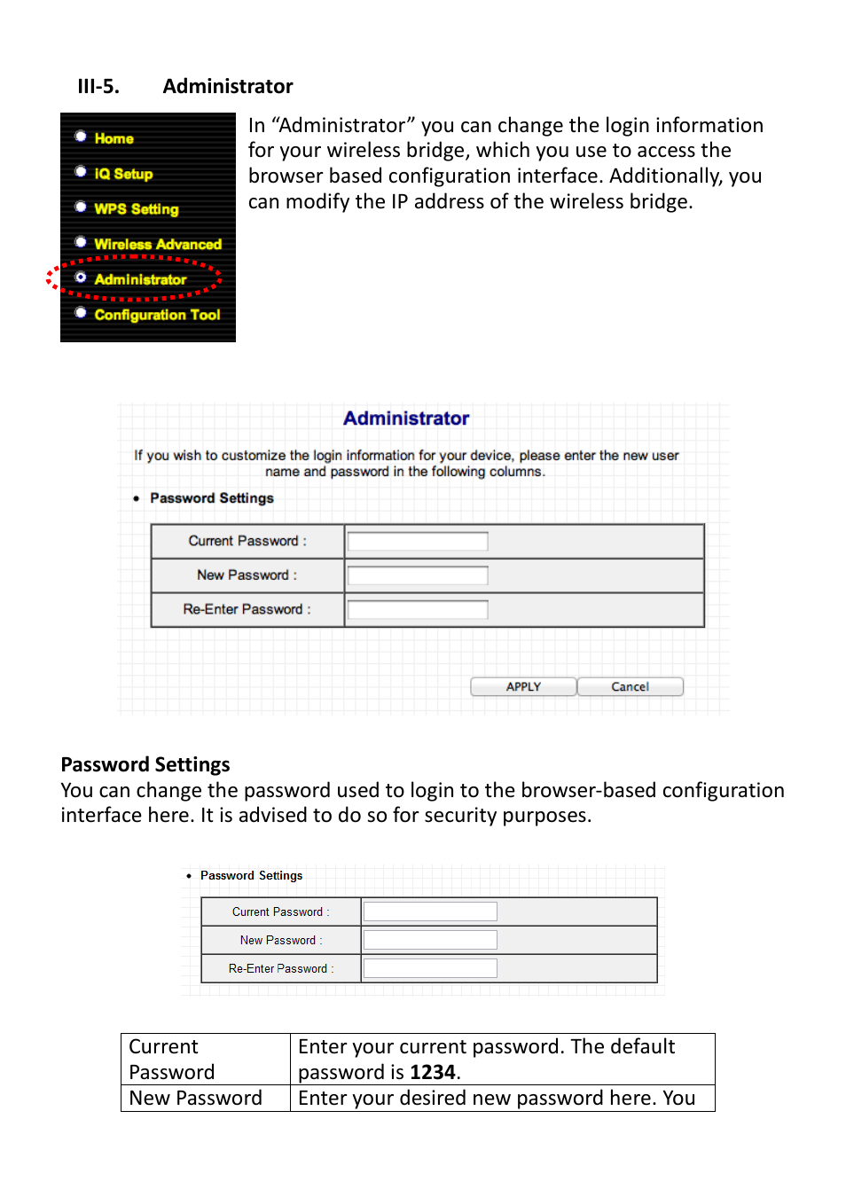 Iii-5, Administrator, Iii-5. administrator | Edimax Technology CV-7428nS User Manual | Page 26 / 67