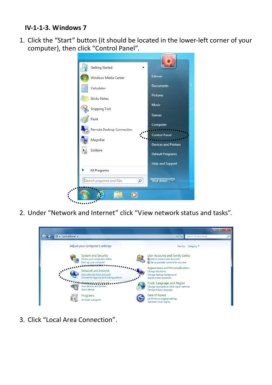 Iv-1-1-3, Windows 7 | Edimax Technology CV-7428nS User Manual | Page 37 / 67