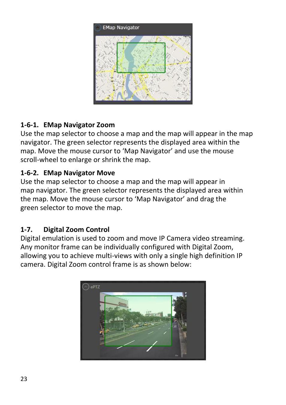 Emap navigator zoom, Emap navigator move, Digital zoom control | Edimax Technology EdiView32 User Manual | Page 23 / 59