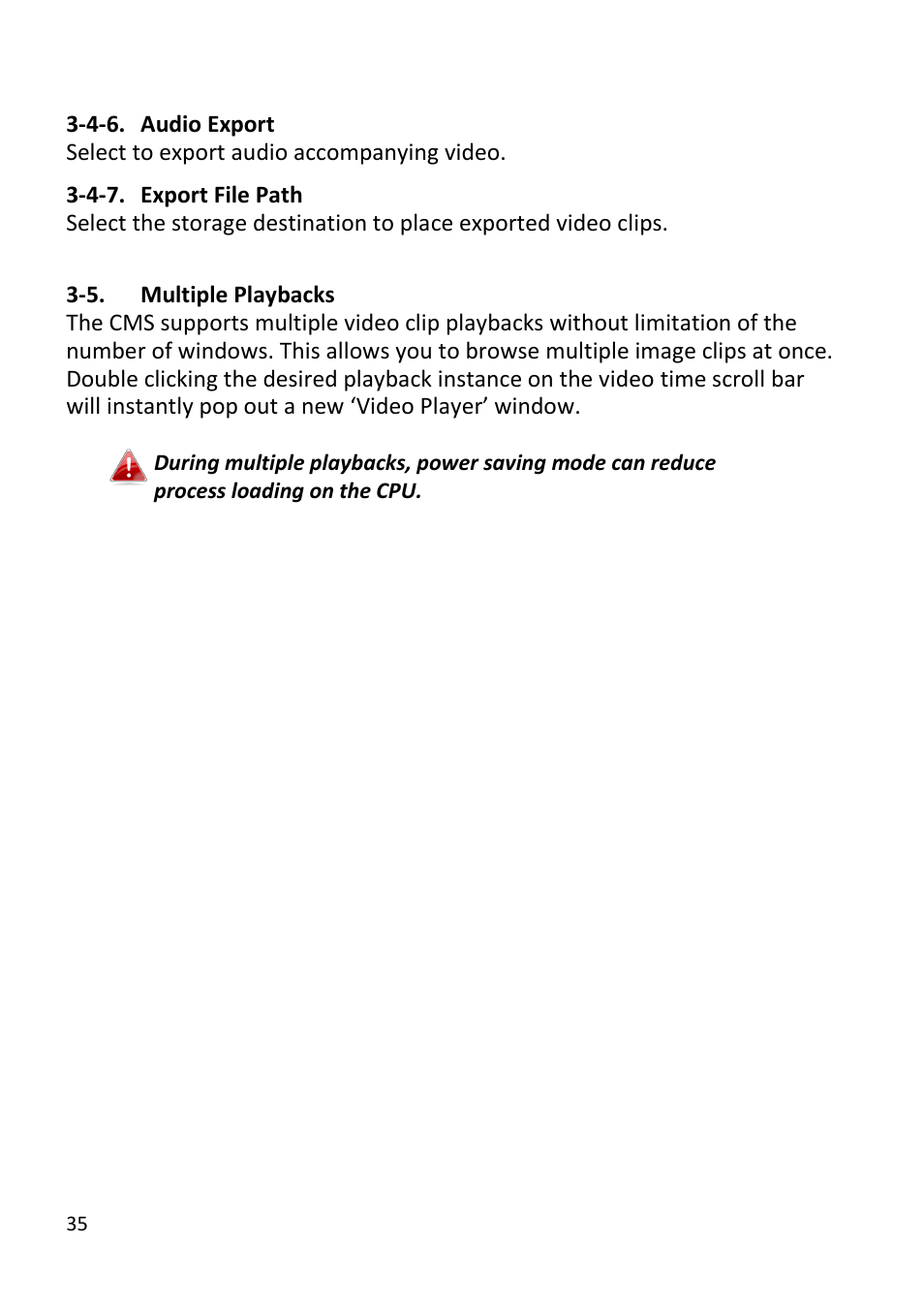 Audio export, Export file path, Multiple playbacks | Edimax Technology EdiView32 User Manual | Page 35 / 59