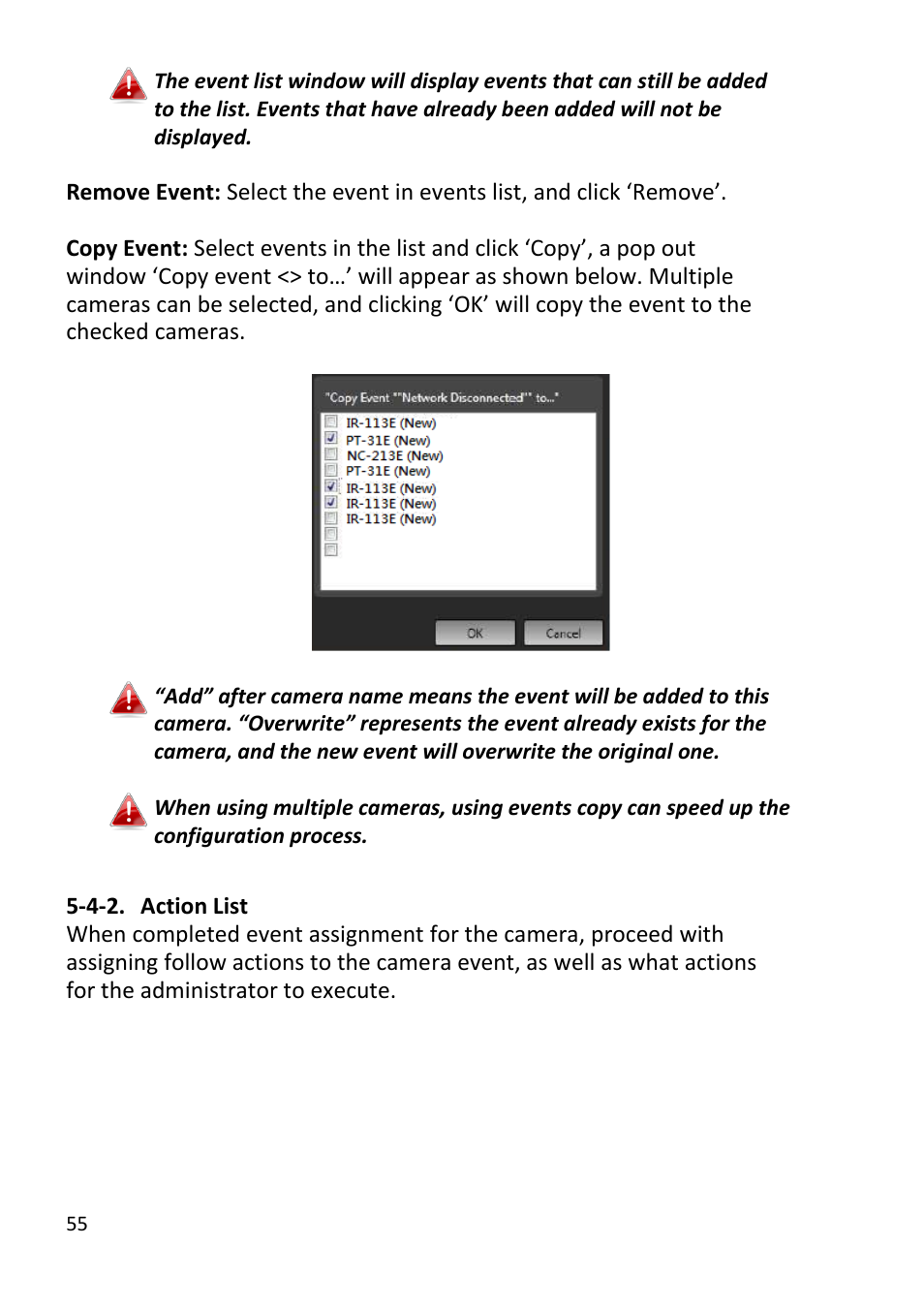Action list | Edimax Technology EdiView32 User Manual | Page 55 / 59