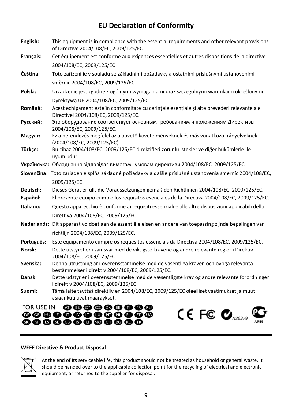 Eu declaration of conformity | Edimax Technology HP-5101AC User Manual | Page 10 / 12