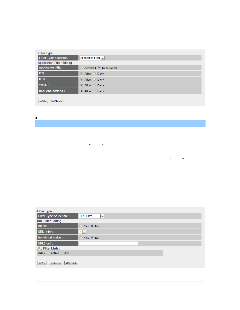 Application filter, Url filter | Edimax Technology AR-7167WnB User Manual | Page 57 / 68