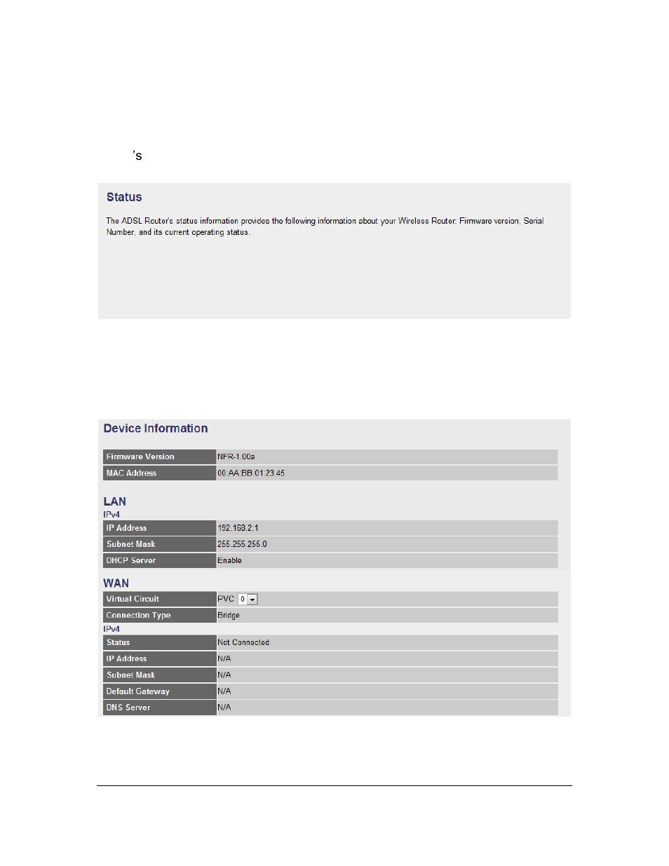 Tatus, Device info, Status | Edimax Technology AR-7167WnB User Manual | Page 59 / 68