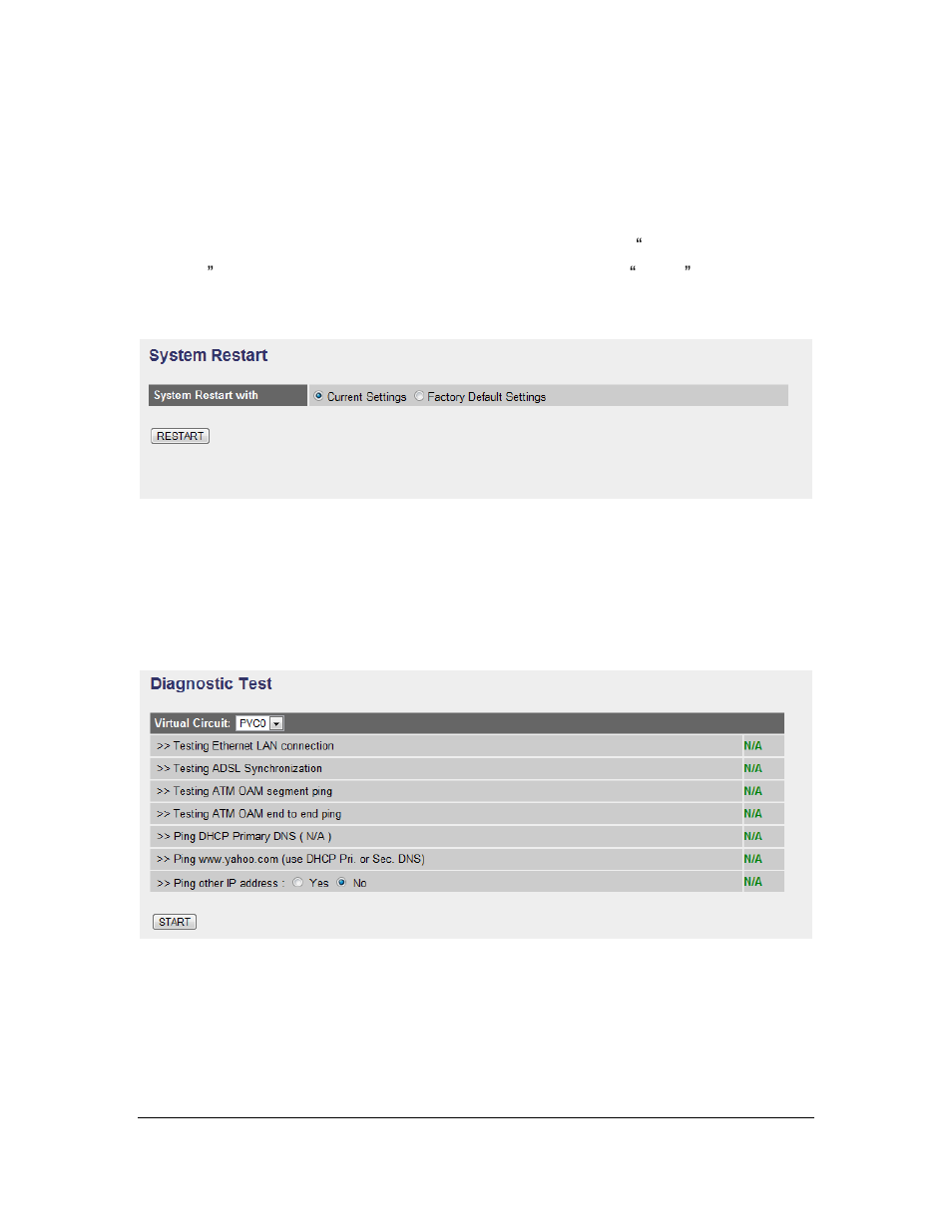 System restart, Diagnostics | Edimax Technology AR-7167WnB User Manual | Page 65 / 68