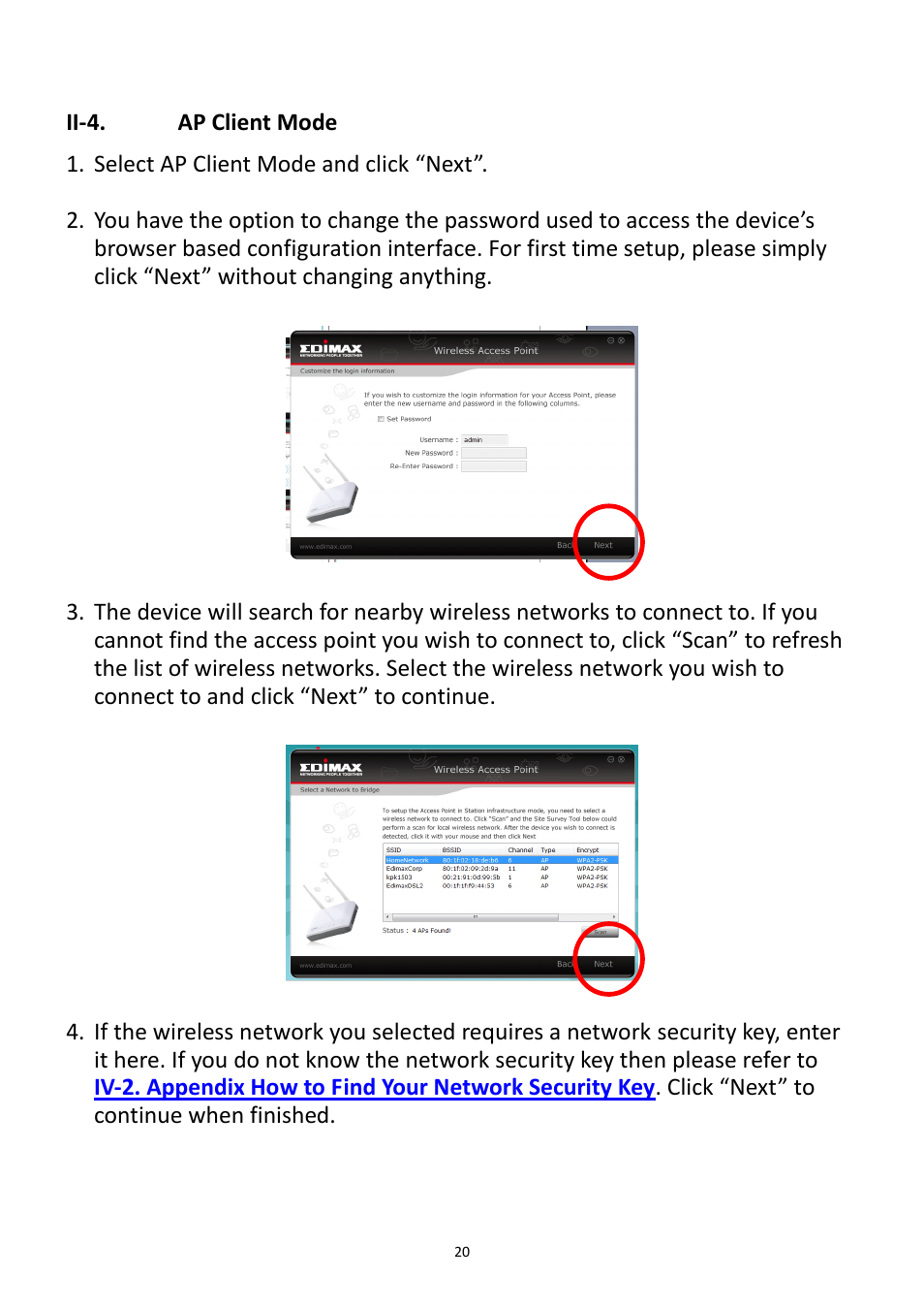 Ii-4, Ap client mode | Edimax Technology EW-7228APn User Manual | Page 20 / 91