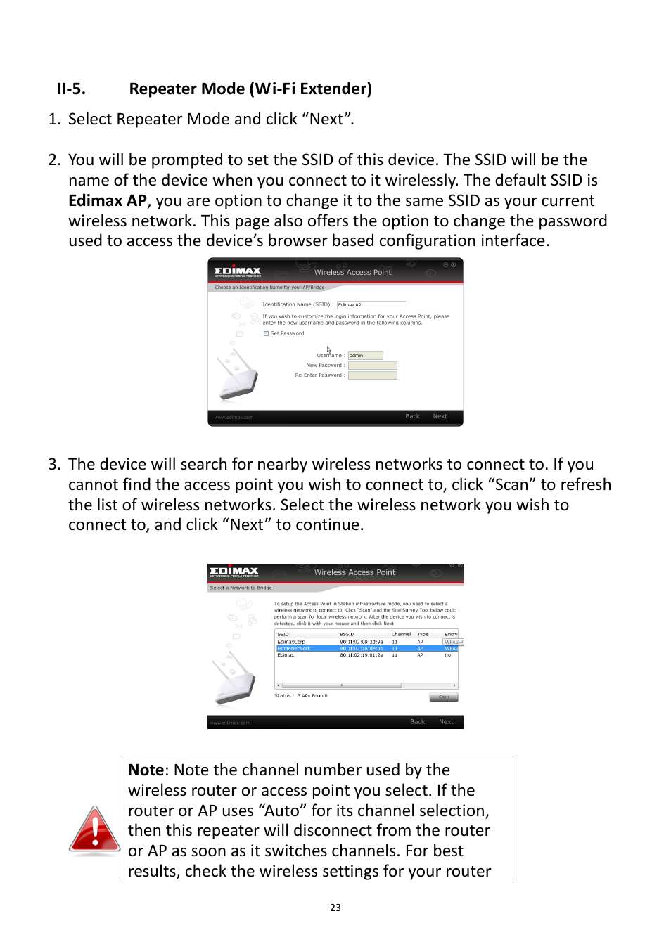 Ii-5, Repeater mode (wi-fi extender) | Edimax Technology EW-7228APn User Manual | Page 23 / 91