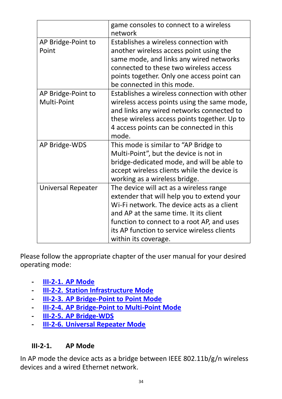 Iii-2-1. ap mode | Edimax Technology EW-7228APn User Manual | Page 34 / 91