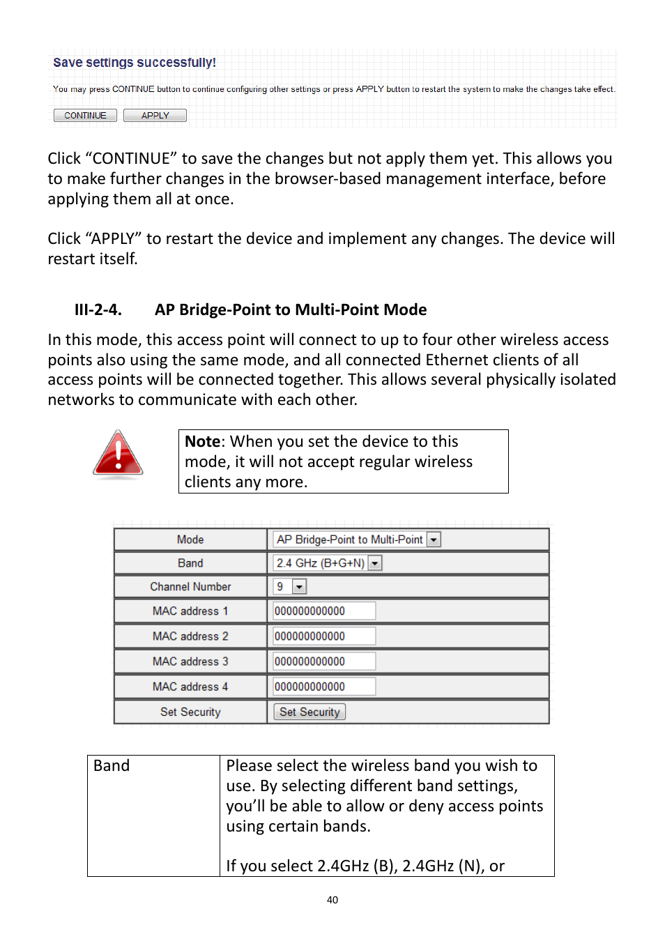 Iii-2-4. ap bridge-point to multi-point mode | Edimax Technology EW-7228APn User Manual | Page 40 / 91
