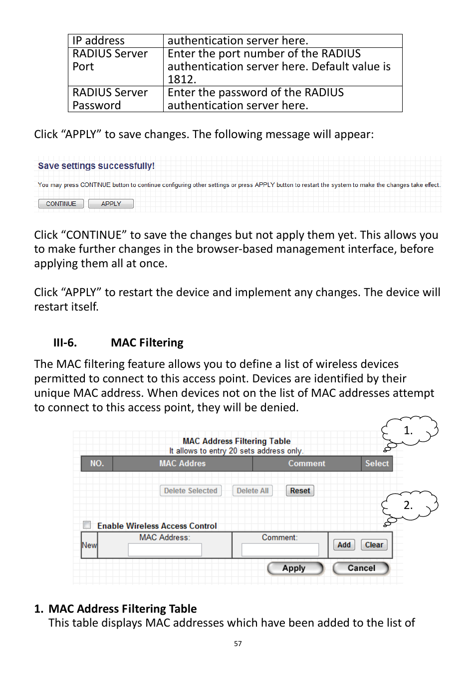 Iii-6, Mac filtering, Iii-6. mac filtering | Edimax Technology EW-7228APn User Manual | Page 57 / 91